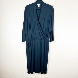 White + Warren black surplice front dress